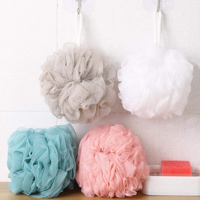 BTYMS 4 Pieces Shower Pouf Loofah Sponge 75g/pc Large Bath Loofahs Shower Scrunchies Bath Sponges for Body - Image 5
